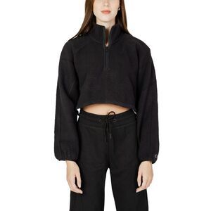 Calvin Klein Sport Cropped Fleece ZipUp Sweater Women Black Sweatshirts